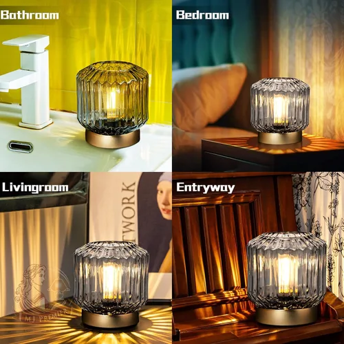 Miniatura 8 de MJ PREMIER Lámpara de mesa con temporizador operada con baterías, lámparas inalámbricas para decoración del hogar, luz nocturna a pilas con foco