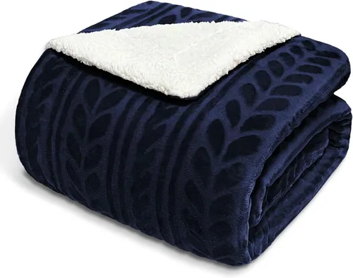 Miniatura 12 de Exclusivo Mezcla - Manta de forro polar sherpa reversible, mantas de lujo de terciopelo mullidas y suaves para sofá, 50 x 70 pulgadas, color azul