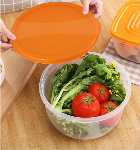 Miniatura 5 de Juego de ensaladeras de plástico multicolor, apto para microondas y lavavajillas, ideal para hornear, preparar, cocinar y servir alimentos