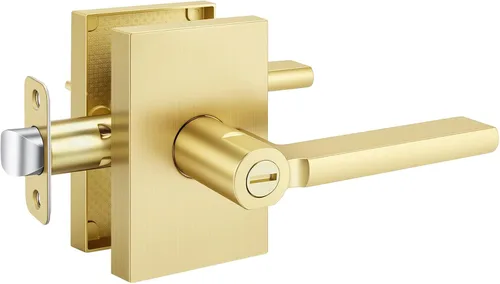 Miniatura 36 de Goldenwarm Manijas de puerta ficticias doradas, aleación de zinc resistente, palanca de puerta interior sin giro para pasillo y armario, perilla