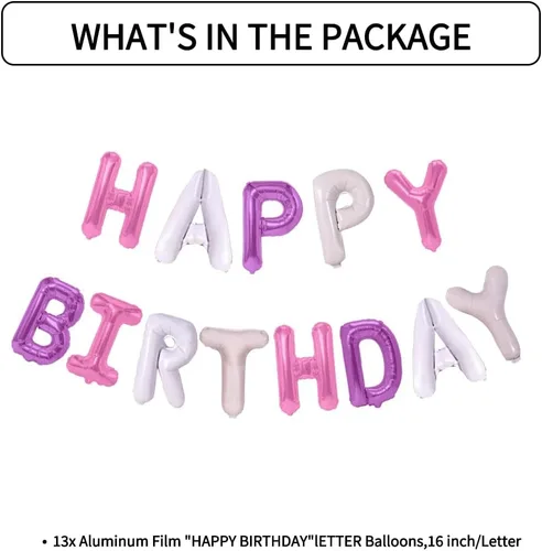 Miniatura 2 de Globos de feliz cumpleaños, 13 letras de papel de aluminio, 16 pulgadas, reutilizables, unisex, decoraciones de cumpleaños para niños y adultos