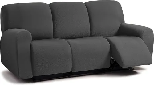 Miniatura 51 de ULTICOR - Juego de 8 fundas para sofá reclinable de jacquard, fundas elásticas para sofá reclinable para 3 cojines, fundas gruesas, suaves y Gris