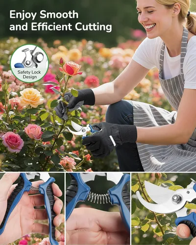 Miniatura 6 de Grenebo Juego de herramientas de jardinería de 12 piezas para hombres, herramientas de jardín de mano resistentes al óxido y de servicio pesado