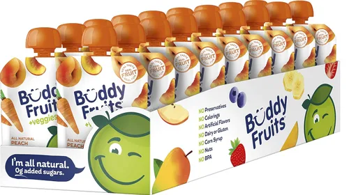 Miniatura 18 de Buddy Fruits Snacks To Go Puré de manzana sin azúcar de mango sin azúcar, bolsa de 3.2 onzas (18 unidades) sin gluten, frutos secos, conservantes