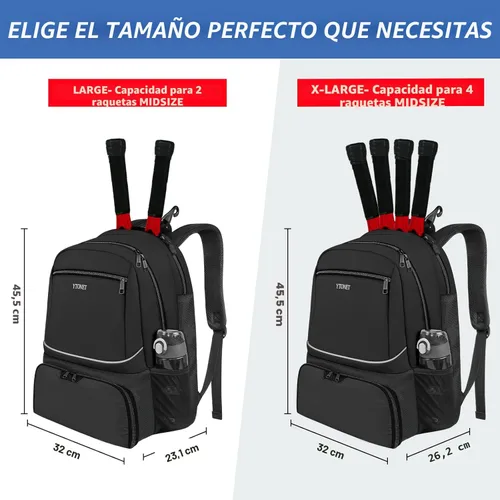 Miniatura 2 de Ytonet Tennis Bag Tennis Backpack for Women Men 2 Rackets with Insulated Pocket Ventilated Shoe Compartment Negro