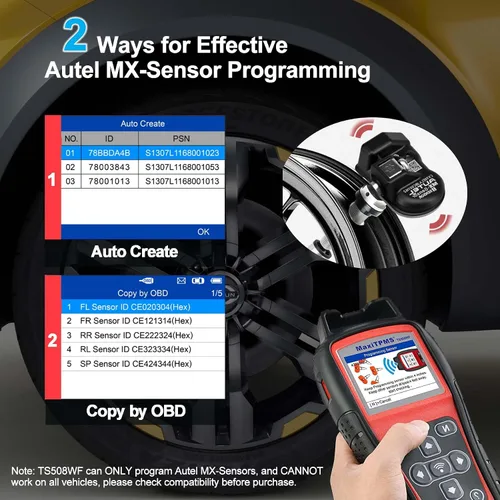 Miniatura 5 de Autel MaxiTPMS TS508WF Herramienta de programación TPMS, reaprendizaje y reinicio WiFi para sensores de presión de neumáticos, diagnosticar, activar