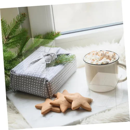 Miniatura 7 de Luxshiny Caja de regalo de 50 unidades, cajas de regalo transparentes para cupcakes, macarrones, dulces, cajas de plástico transparente para bodas