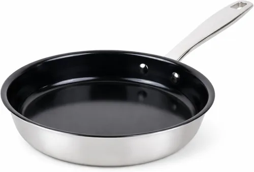 Alva Maestro sartén antiadherente de acero inoxidable de 8 pulgadas – Hecha sin revestimiento cerámico de PFAS, PFOA y PTFE – Núcleo reforzado de