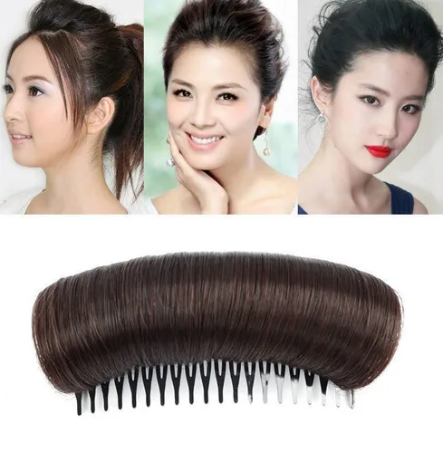 Miniatura 4 de 3 piezas de moño para el cabello, clip invisible para el cabello, base de volumen para mujeres, almohadilla de pelo esponjoso, herramienta