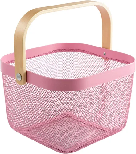 Miniatura 12 de AJIODA Cesta de acero de malla metálica, cesta organizadora de almacenamiento, cesta de cocina colgante multifuncional, cesta de frutas con mango