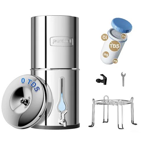 Miniatura 10 de Purewell Sistema de filtro de agua por gravedad de 6 etapas sin PFAS con ventana de nivel de agua de PC, certificado para reducir el plomo, PFAS