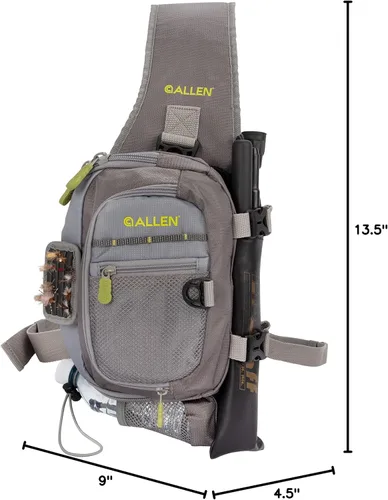 Miniatura 17 de Allen Company Cedar Creek Fly Fishing Sling Pack - Fits up to 4 Tackle/Fly Boxes and Other Accessories - Gray/Lime and Olive Green