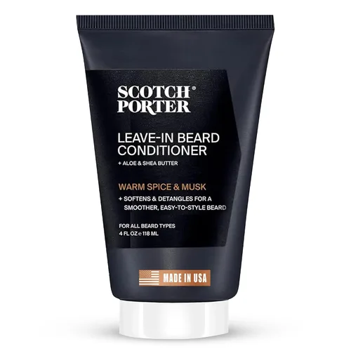 Scotch Porter Acondicionador restaurador de barba sin enjuague, suavizante acondicionador profundo con sensación ligera, reduce el encrespamiento y