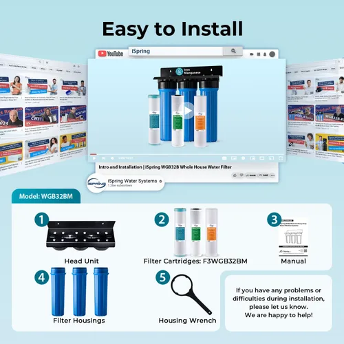 Miniatura 8 de iSpring - Sistema de filtro de agua para toda la casa, reduce el hierro, manganeso, cloro, sedimento, sabor y olor, filtro de hierro de 3 etapas