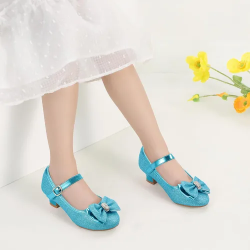 Miniatura 136 de PANDANINJIA Vestido de jada para niñas y niños pequeños, zapatos de princesa Mary Jane con tacones con lazo para fiesta, boda, boda
