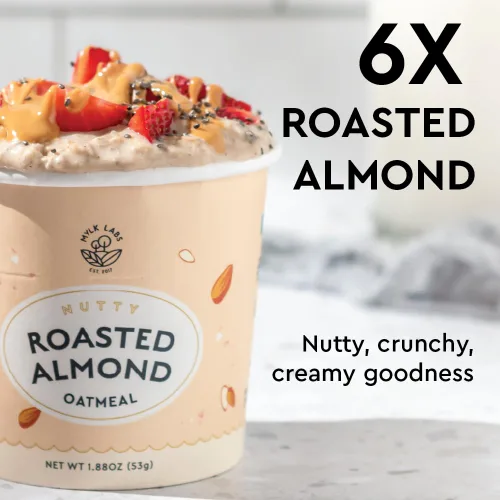 Miniatura 3 de Mylk Labs - Tazas de avena con proteína de almendras tostadas, grano entero, bajo en azúcar, alto contenido de fibra con bajo en sodio, rápido