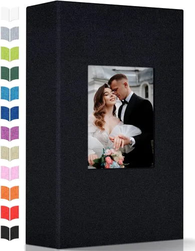 Miniatura 10 de Álbum de fotos Artfeel 4x6 con 300 bolsillos, álbumes de fotos deslizables, libro de memorias con cubierta de lino y ventana frontal, libro de fotos