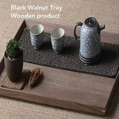Miniatura 5 de Bandeja de madera de nogal negro, bandejas rectangulares de madera para servir, bandeja grande de madera oscura, bandeja decorativa rectangular