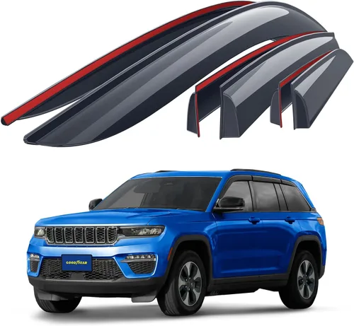 Miniatura 12 de Goodyear Deflectores de ventana lateral inastillables para camiones Dodge RAM 1500 2019-2026 Crew Cab, protectores de lluvia con cinta, viseras