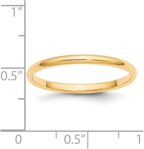Miniatura 4 de Sólido 14K Amarillo Oro 2mm clásico redondeadas boda banda anillo, oro amarillo, 10, HR020-10