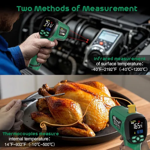 Miniatura 3 de Pistola Termómetro Infrarrojo, SQECH Pistola Termómetro Láser -40℉～2192℉ (-40℃～1200℃), Termómetro de Alta Temperatura sin Contacto 50:1 con Sonda