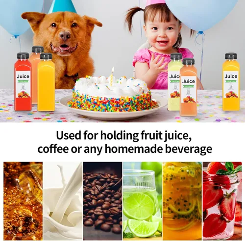 Miniatura 7 de 24 botellas de plástico de 16 onzas con tapas, botellas de jugo con tapas, recipientes reutilizables y claros para bebidas como leche, batidos, jugo