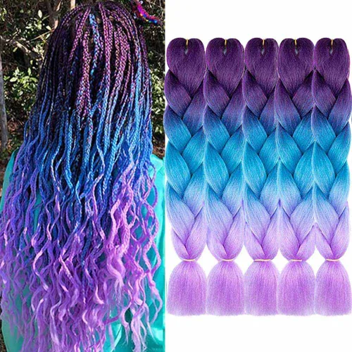 Miniatura 24 de Extensiones de cabello trenzado color gris degradado, 5 unidades, trenzas sintéticas de 24 pulgadas, 2 tonos, cabello gris para trenzas de caja, #28