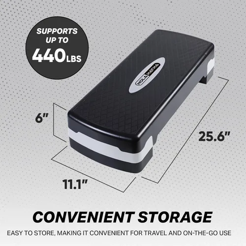 Miniatura 2 de HolaHatha Plataforma Compacta y Portátil para Paso Aeróbico, Equipo de Ejercicio y Fitness, Step Cardio con Altura Ajustable para Gimnasio en Casa