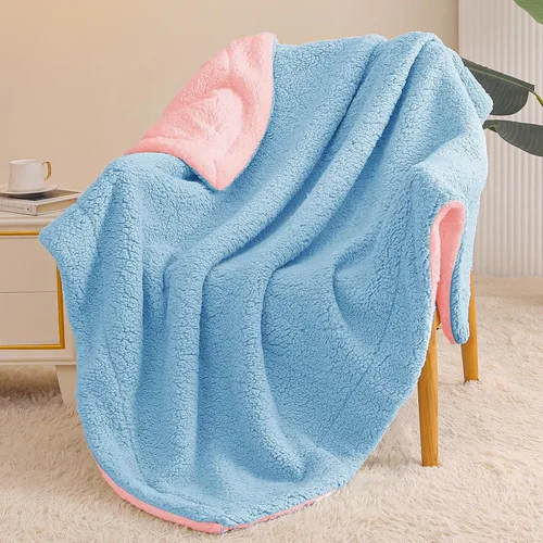 Miniatura 12 de Exclusivo Mezcla Manta Sherpa Reversible de Tamaño Individual, Mantas de Forro Polar Gruesas y Cálidas para Invierno, Felpa Suave y Esponjosa