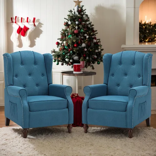 Miniatura 20 de Silla Reclinable Wingback con Masaje y Calor de Cuero PU Silla de Brazo con Mecanismo Push Back, Silla Reclinable para Sala de Estar Dormitorio Cine
