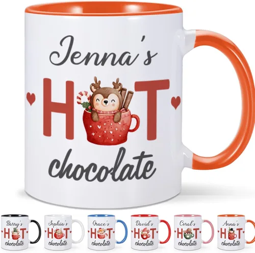 Miniatura 8 de Tazas de Navidad personalizadas, taza de café de Navidad personalizada con nombre inicial, taza de cacao caliente personalizada para niños, tazas