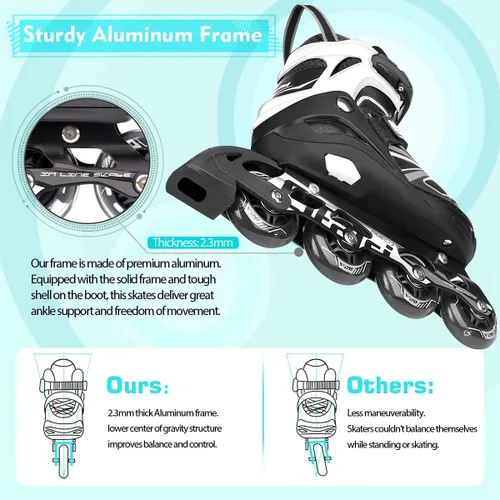 Miniatura 2 de Patines en línea para niños y adultos, cuchillas ajustables para adultos, mujeres, hombres, niñas y niños con ruedas iluminadas, perfectos