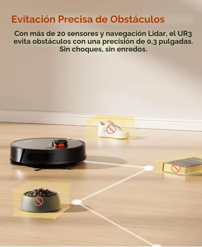 Miniatura 6 de Robot aspirador y trapeador con estación de autovaciado, succión de 7000 Pa para pelo de mascotas en alfombras, navegación LiDAR crea zonas