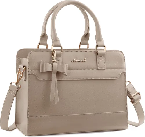 Miniatura 18 de LOVEVOOK Carteras para mujeres, Bolso tote de cuero y carteras, Bolso bandolera cruzado con asa superior con cremallera Negro/Blanco/Marrón