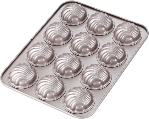 Miniatura 14 de CHEFMADE Molde Madeleine, molde para pastel, 12 cavidades, antiadherente, ovalado, concha Madeline, juego de utensilios para hornear para el horno