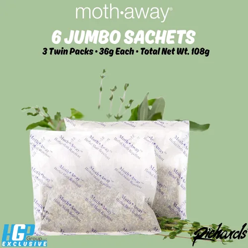 Miniatura 5 de Richards Homewares Moth Away - Repelente natural no tóxico a base de hierbas, 6 sobres jumbo