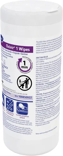 Miniatura 2 de Oxivir Diversey 1 toallitas desinfectantes, limpiador de peróxido de hidrógeno AHP, limpiador multisuperficie para uso doméstico y comercial