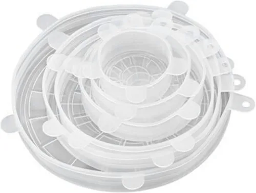 Miniatura 7 de 6 tapas elásticas de silicona, tapas redondas de silicona reutilizables resistentes a altas temperaturas, cubiertas de almacenamiento de alimentos