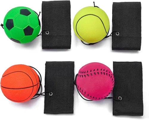 Miniatura 3 de Paquete de 4/8/16 pelotas de retorno de muñeca de 2.36 pulgadas, bolas de goma con rebote de rebote de pelota deportiva