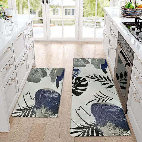 Homcomoda Alfombras y tapetes de cocina antideslizantes y antifatiga, 2 piezas, bohemios, acolchados, impermeables, cómodos, para cocina, fregadero,