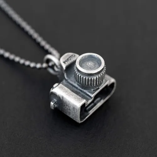 Miniatura 14 de Handmade Pendant Necklace Big sterling silver necklace on ball chain for men pendants necklace camera pendant necklace photographer necklace photo