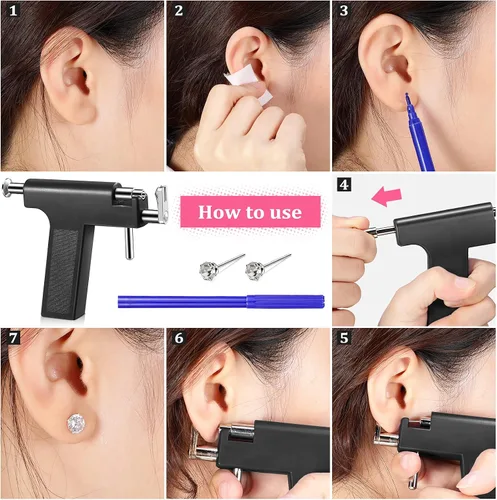 Miniatura 3 de Kit de 158 piezas de piercing de oreja, herramienta desechable para perforación de oreja, herramienta de perforación de oreja para el cuerpo, oreja