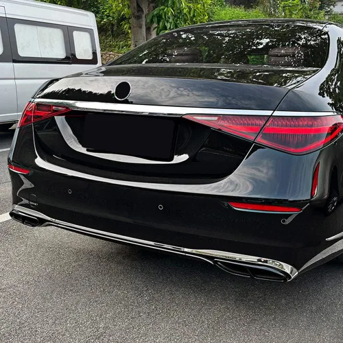Miniatura 6 de Salidas de escape de garganta de tubería Cubierta trasera Trim para Mercedes-Benz Clase S W223 S580 S560 S450 S500 S63 AMG S580e Accesorios