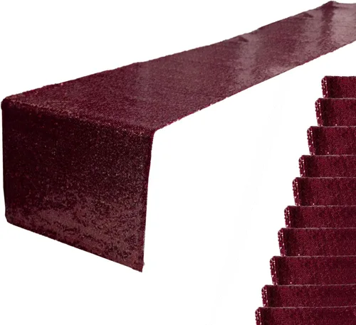 Miniatura 42 de JYFLZQ Camino de mesa de lentejuelas negras de 12 x 72 pulgadas, manteles de mesa de tela con lentejuelas negras brillantes - Caminos brillantes