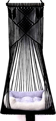 Miniatura 8 de Doralus - Cama para gato tipo hamaca de macramé, columpio cama para gato, jaula de cuerda de algodón colgante para gato, casa para gatos, juguete