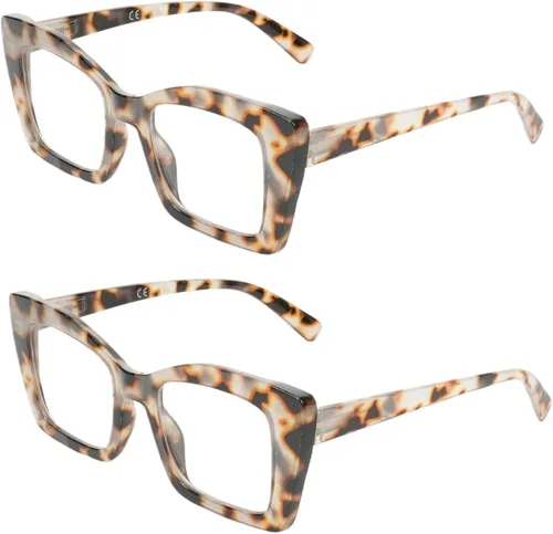 Gafas de Lectura Grandes para Mujeres – Lentes de Lectura con Bloqueo de Luz Azul, Estilo Oprah, Marco Cuadrado, Lente Transparente, Bisagra de