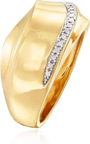 Miniatura 3 de Ross-Simons Two-Tone Sterling Silver Wave Ring With Diamond Accents