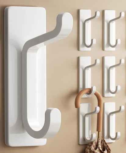 Miniatura 16 de pickpiff Ganchos de pared para abrigo y toalla: 13LB fuerte adhesivo para colgar puerta, níquel cepillado