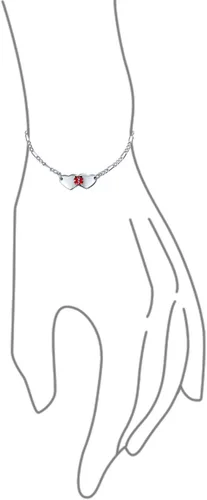 Miniatura 6 de Pulsera de identificación médica grabable con forma de corazón ovalada o doble en blanco, para adolescentes, para él o ella, hijo e hija, plata