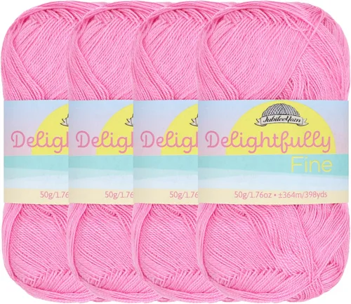Miniatura 12 de JubileeYarn - Ovillo de hilo deliciosamente fino, 1.76 oz/madeja de rayón de bambú, color rosa polvo, 4 madejas